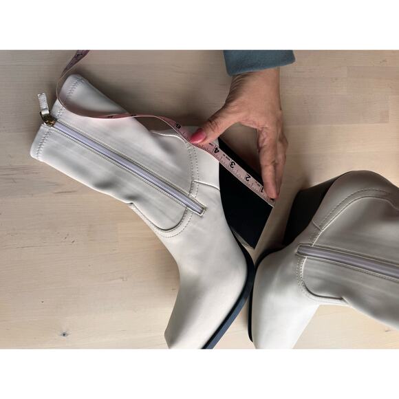 Stella McCartney white western sock stretch ankle BLOCK HEEL BOOTS  38/ US 8 - Picture 7 of 16